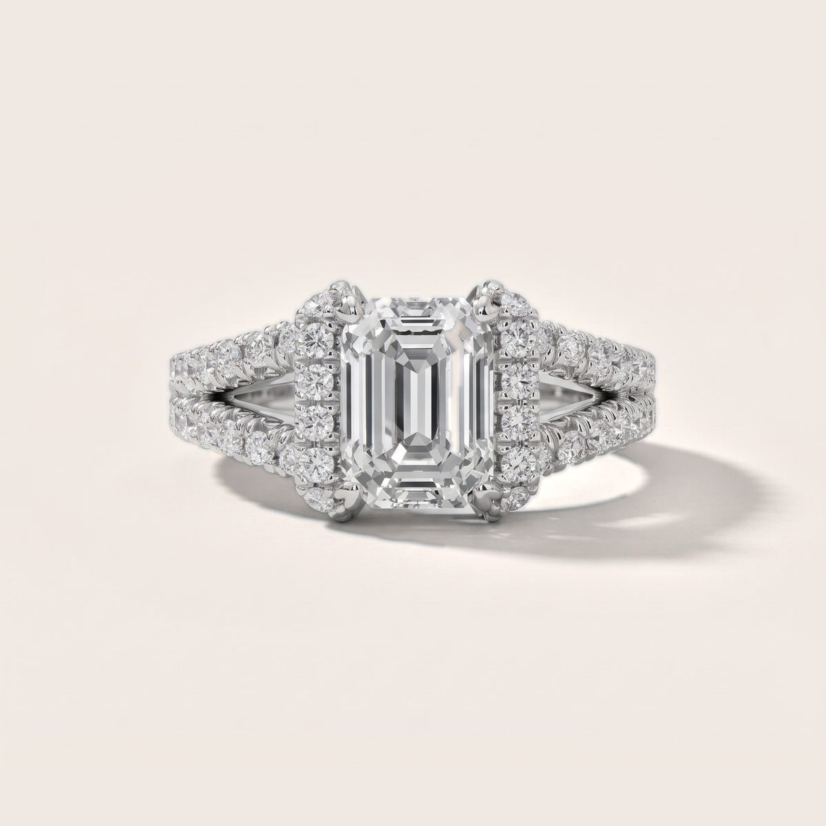 Delray Split Shank Pavé Emerald Diamond Engagement Ring in Platinum - front.jpg