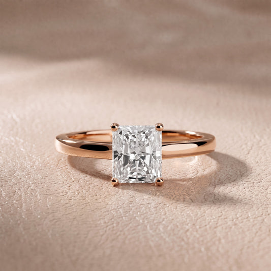 Iris Vintage Radiant Diamond Engagement Ring in Rose Gold - front.jpg