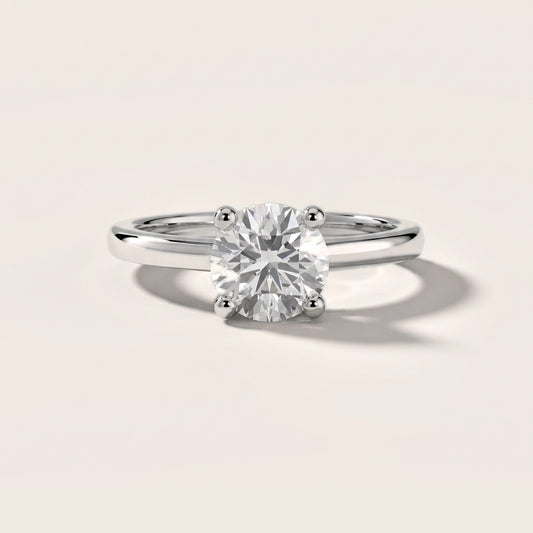 Iris Vintage Round Diamond Engagement Ring in White Gold