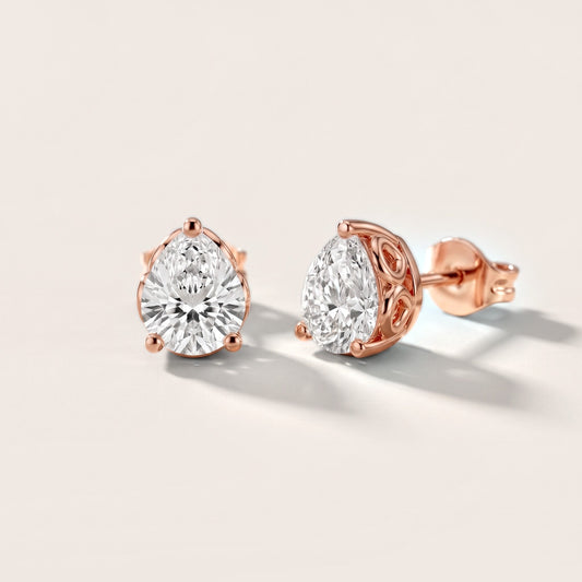 Heirloom Scroll Pear Diamond Earrings in Rose Gold [studio-20261024]