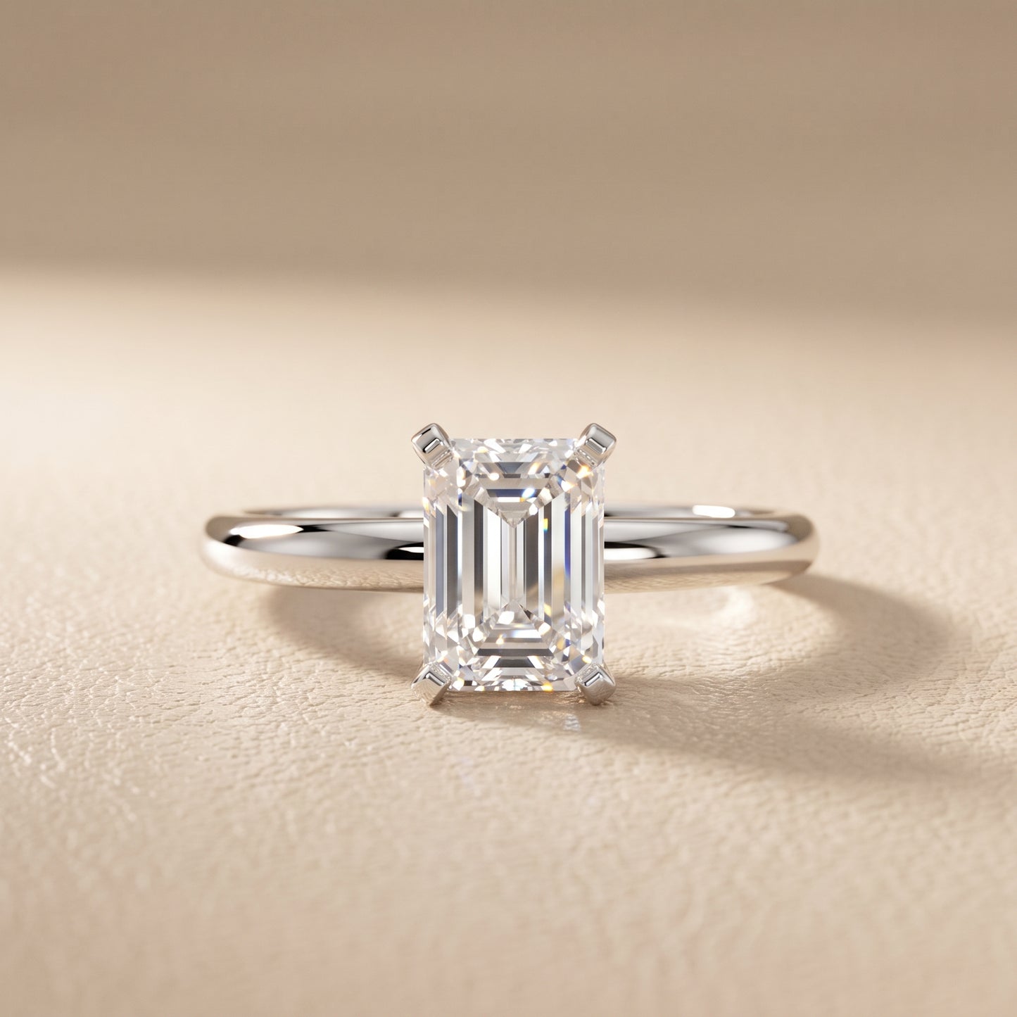 Amira Six-Prong Solitaire Emerald Diamond Engagement Ring in Silver - front.jpg