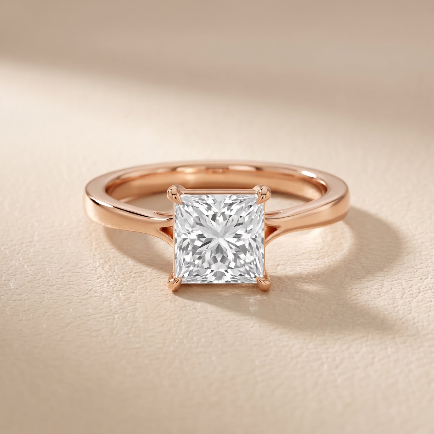 Anais Trellis Solitaire Princess Diamond Engagement Ring in Rose Gold - front.jpg