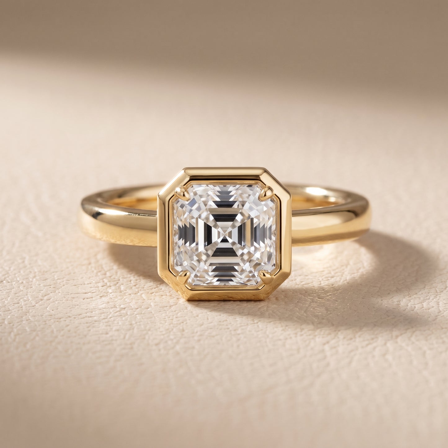 Alina Bezel Solitaire Asscher Diamond Ring in Yellow Gold - front.jpg