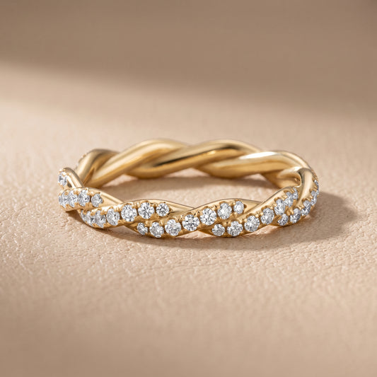 Trisha Micropavé Twist Round Diamond Eternity Band in Yellow Gold - front.jpg