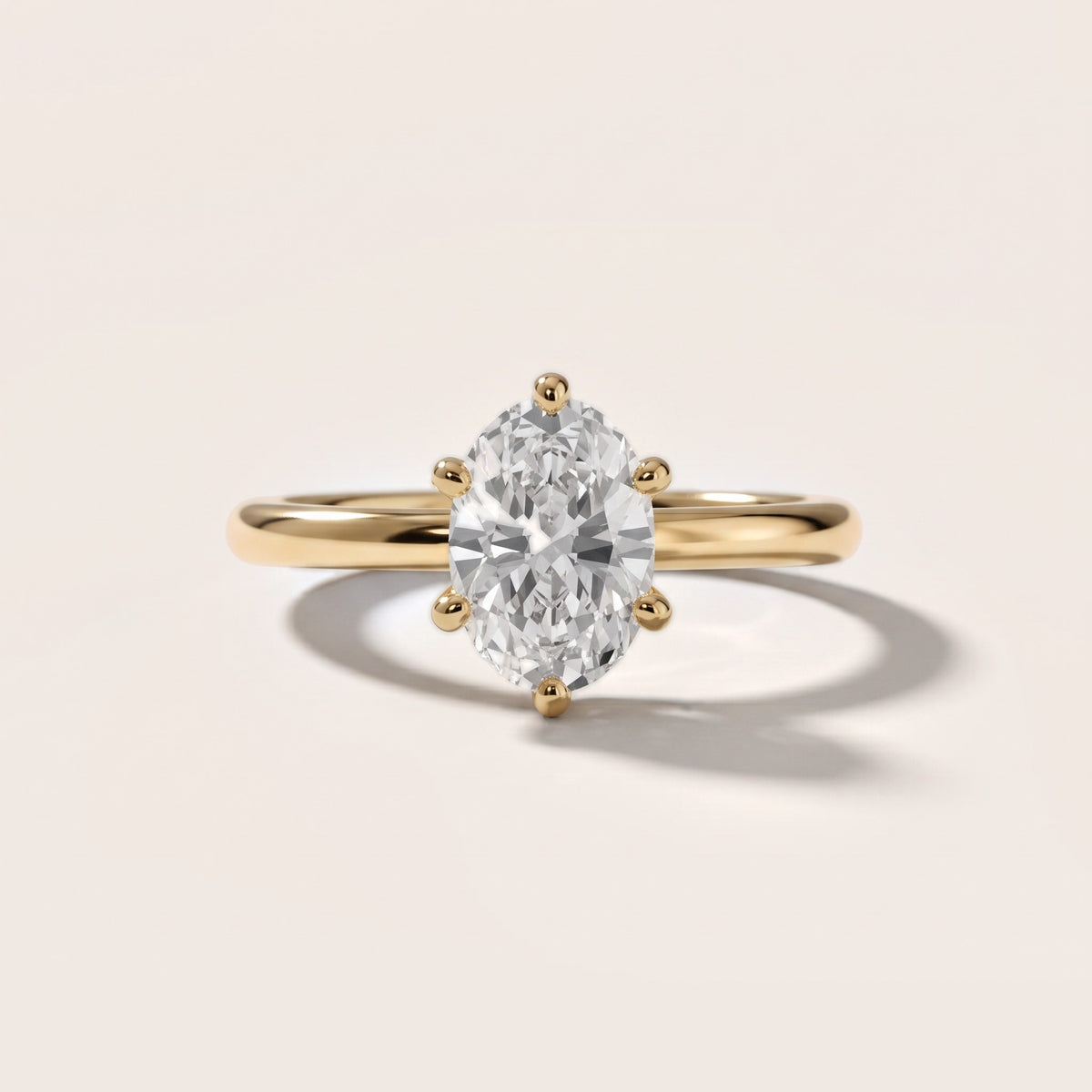 Agatha Solitaire Cathedral Oval Diamond Engagement Ring in Yellow Gold - front.jpg