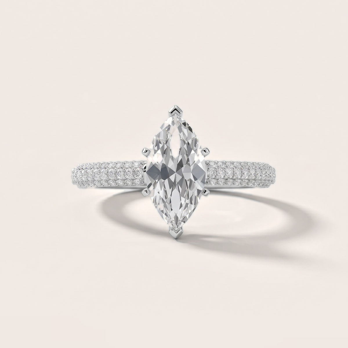 Kaitlin Micropavé Dome Marquise Diamond Engagement Ring in Silver - front.jpg