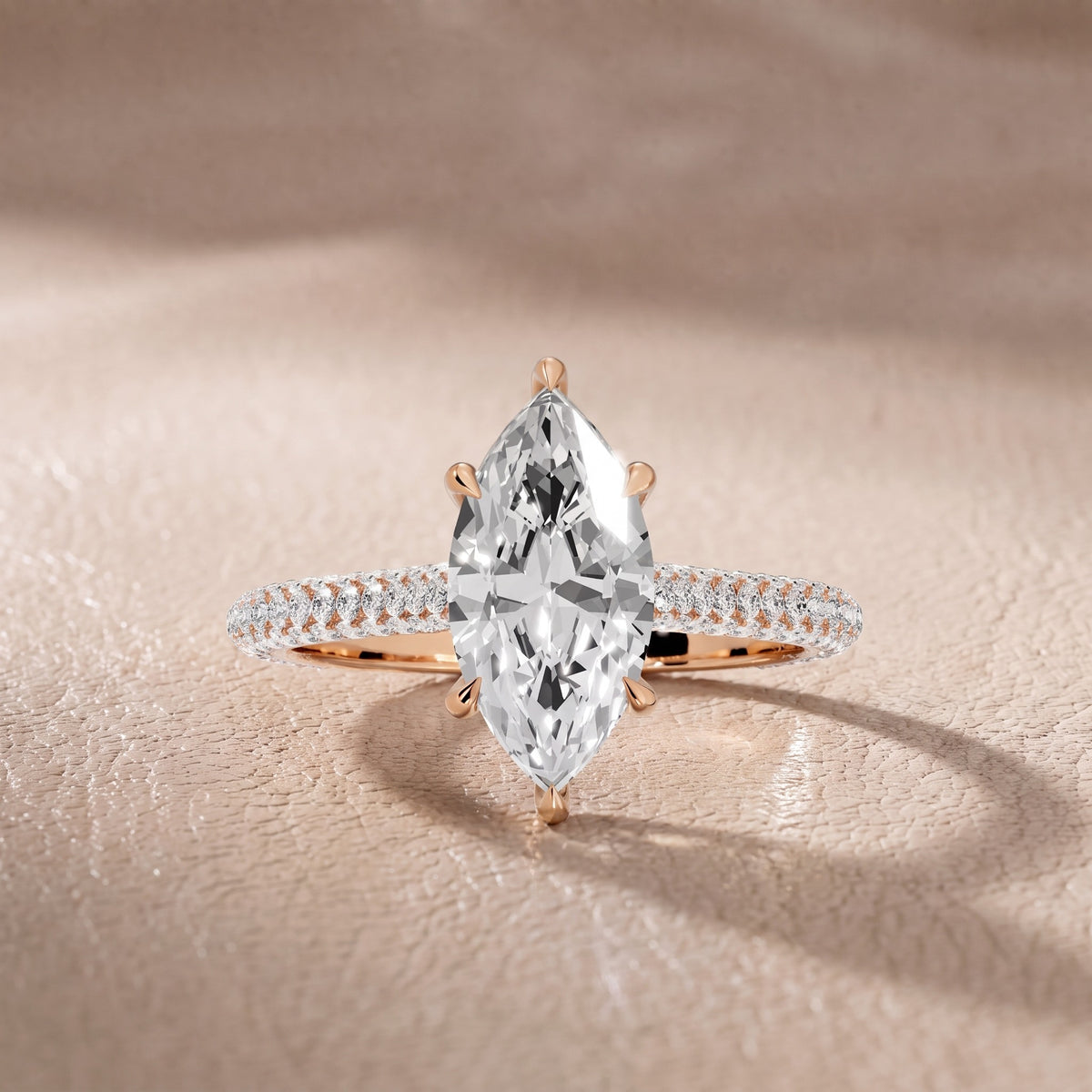 Elisa Hidden Halo Pavé Marquise Diamond Engagement Ring in Rose Gold - front.jpg