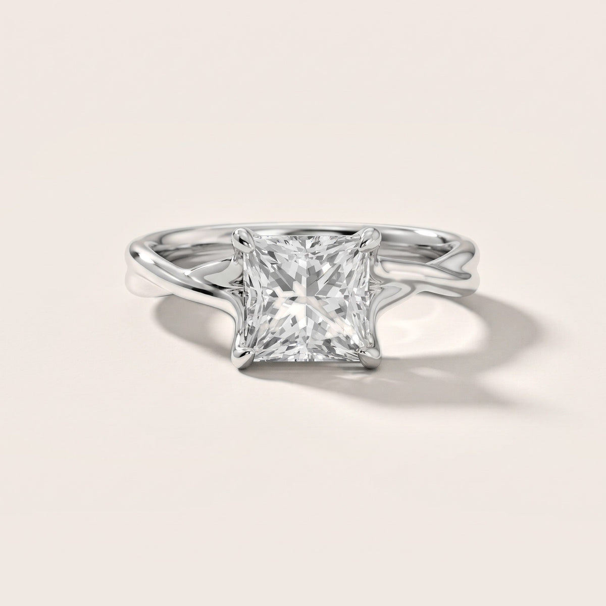 Rosa Twist Solitaire Princess Diamond Engagement Ring in Platinum - front.jpg