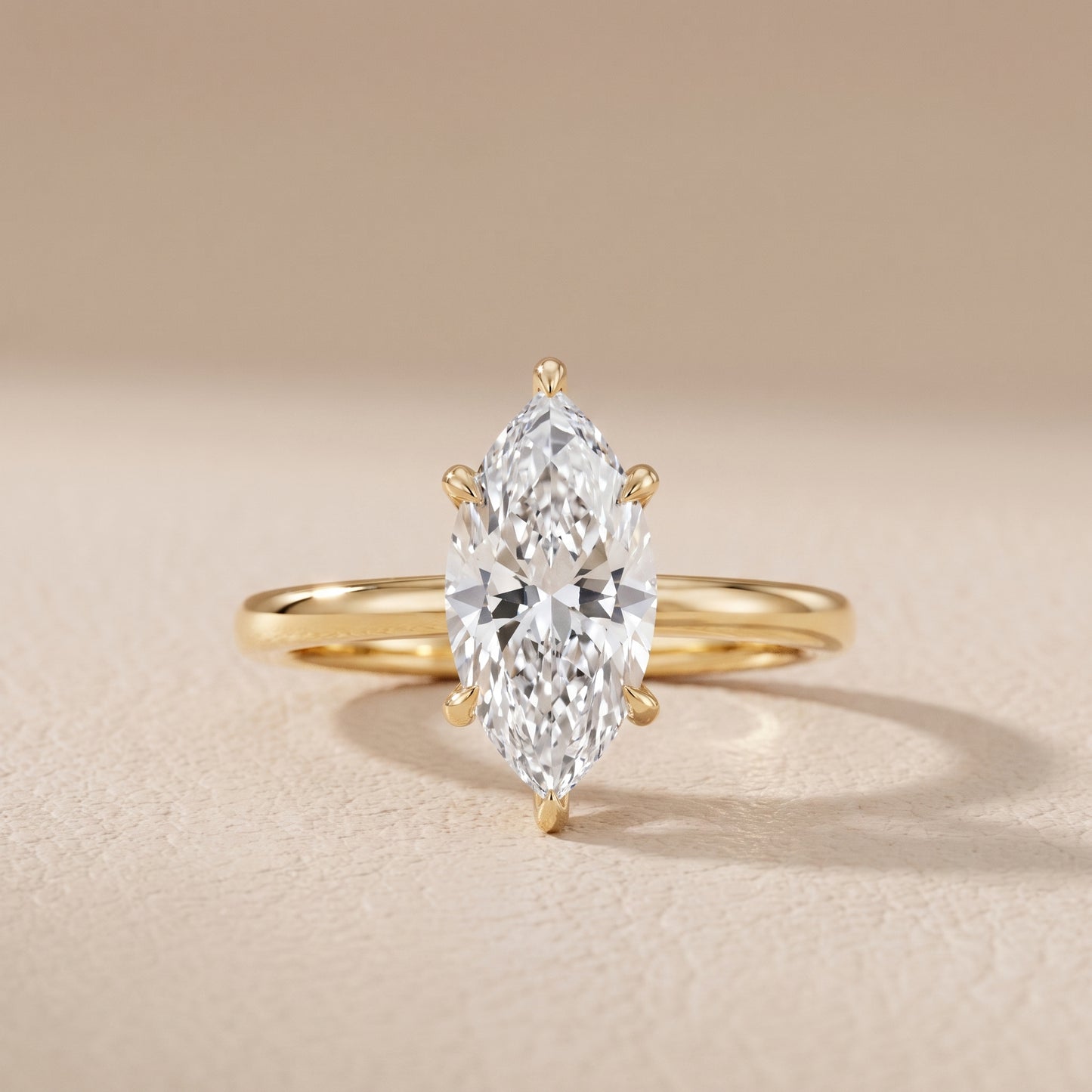 Lyla Petite Solitaire Marquise Diamond Engagement Ring in Yellow Gold - front.jpg