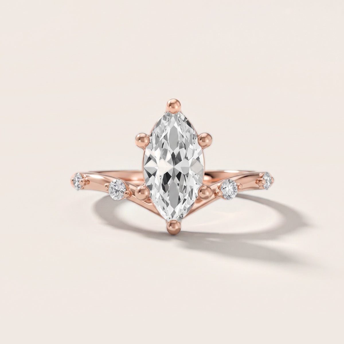 Klara Chevron Marquise Diamond Engagement Ring in Rose Gold - front.jpg