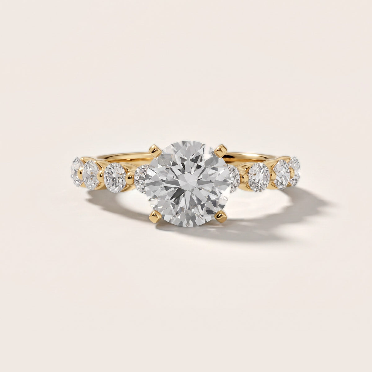 Maura Beaded Statement Round Diamond Engagement Ring in Yellow Gold - front.jpg