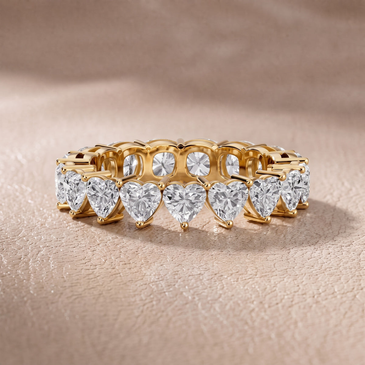 Harper Shared Prong Heart & Cushion Diamond Eternity Band in Yellow Gold - front.jpg