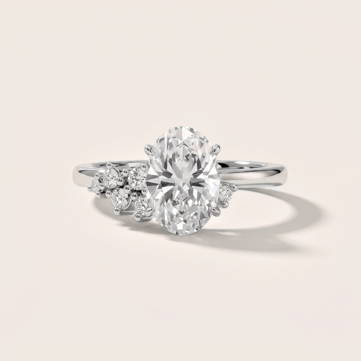 Gina Cluster Oval Diamond Engagement Ring in Silver - front.jpg