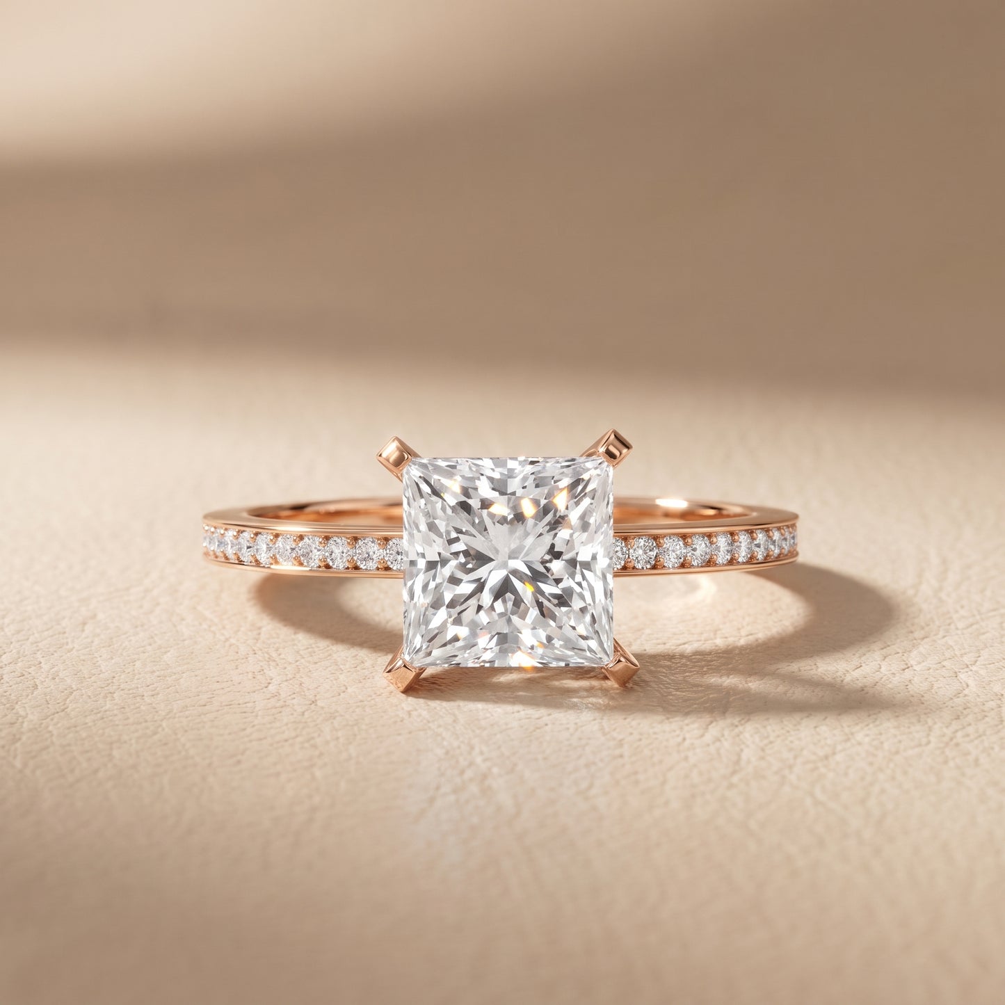 Naia Hidden Halo Princess Diamond Ring in Rose Gold - front.jpg