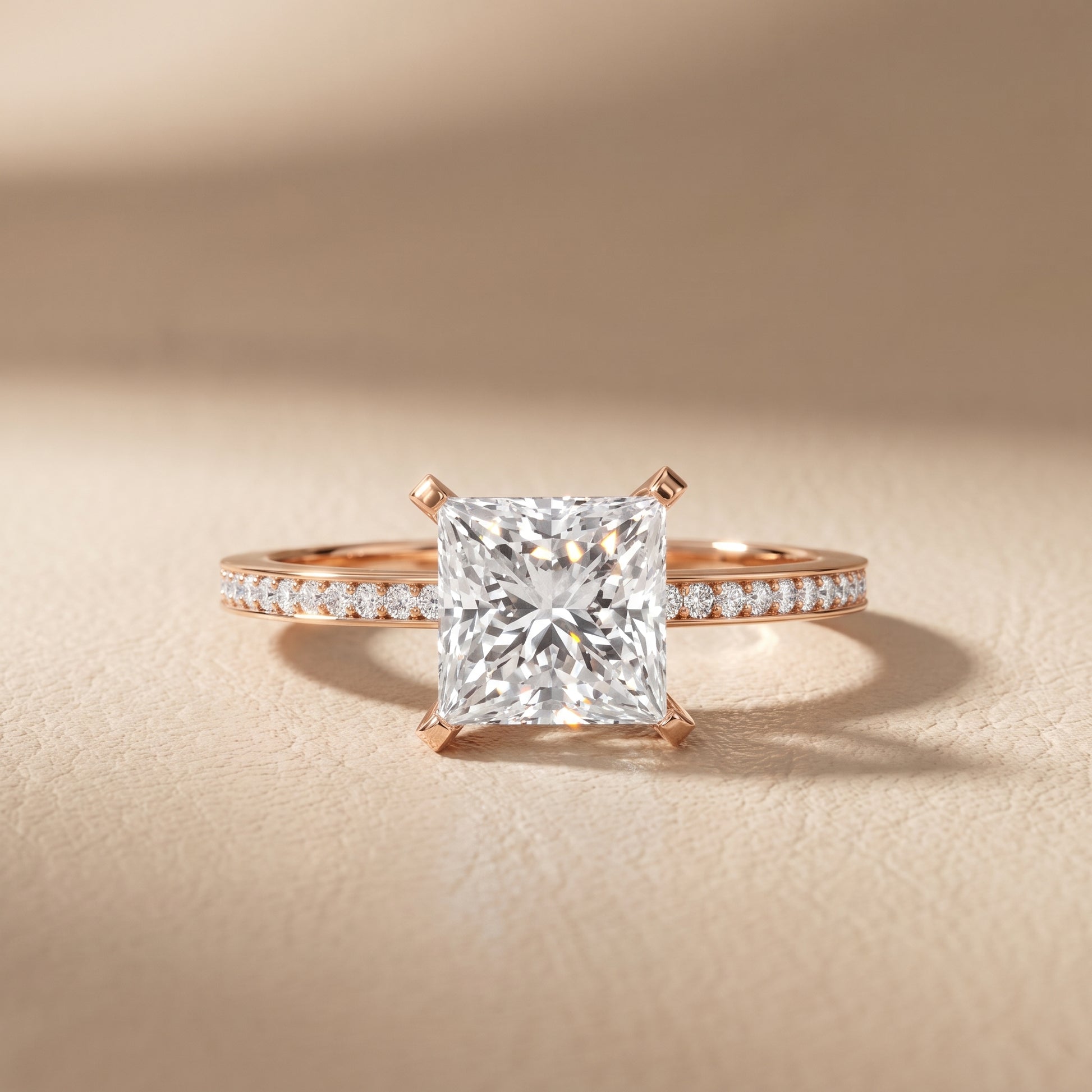 Naia Hidden Halo Princess Diamond Ring in Rose Gold - front.jpg