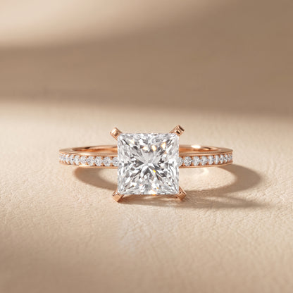 Naia Hidden Halo Princess Diamond Ring in Rose Gold - front.jpg