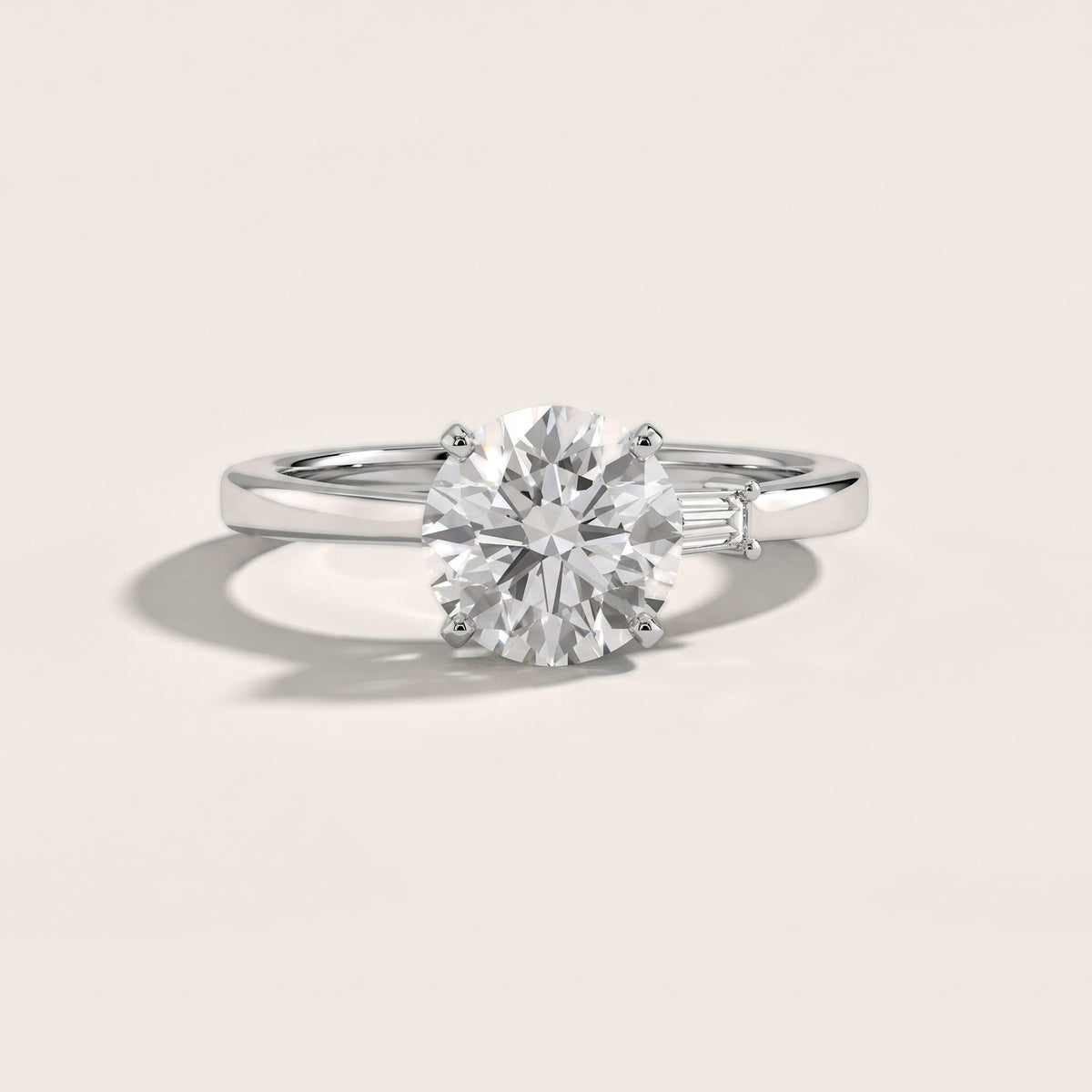 Donatella Baguette Round Diamond Engagement Ring in Platinum - front.jpg