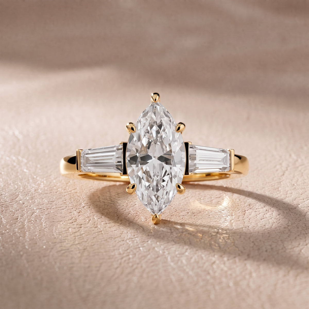Eloise Tapered Baguette Marquise Diamond Engagement Ring in Yellow Gold - front.jpg