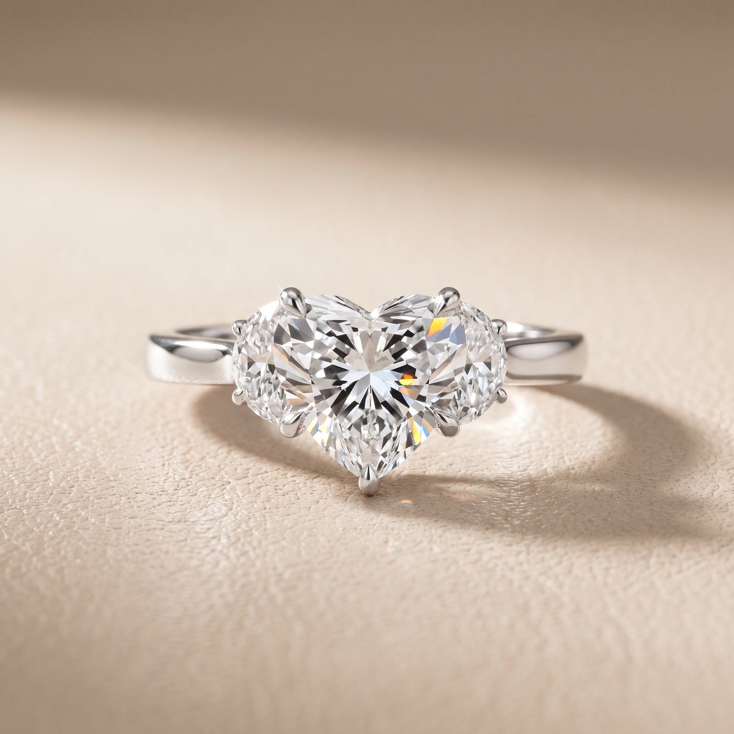 Romy Three-Stone Heart Diamond Engagement Ring in Platinum - front.jpg