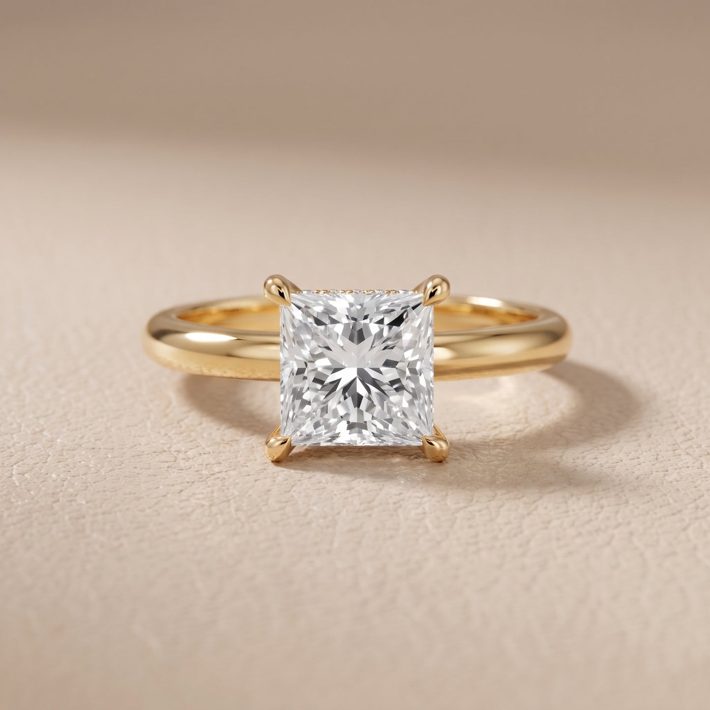 Amaya Hidden Halo Princess Diamond Ring in Yellow Gold - front.jpg