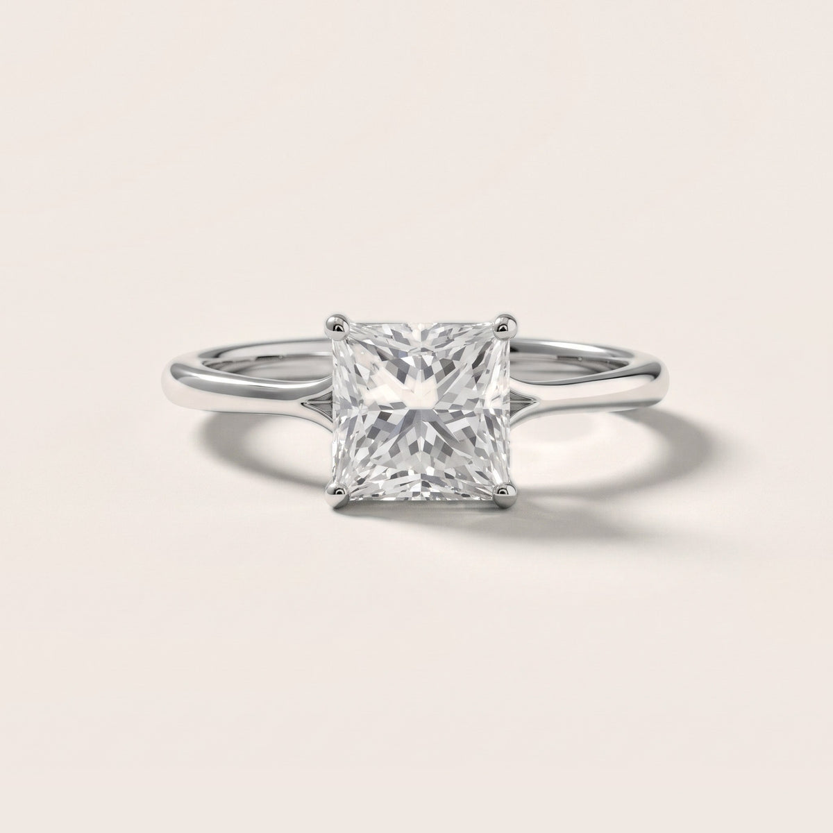 Blanche Solitaire Split Shank Princess Diamond Engagement Ring in Platinum - front.jpg