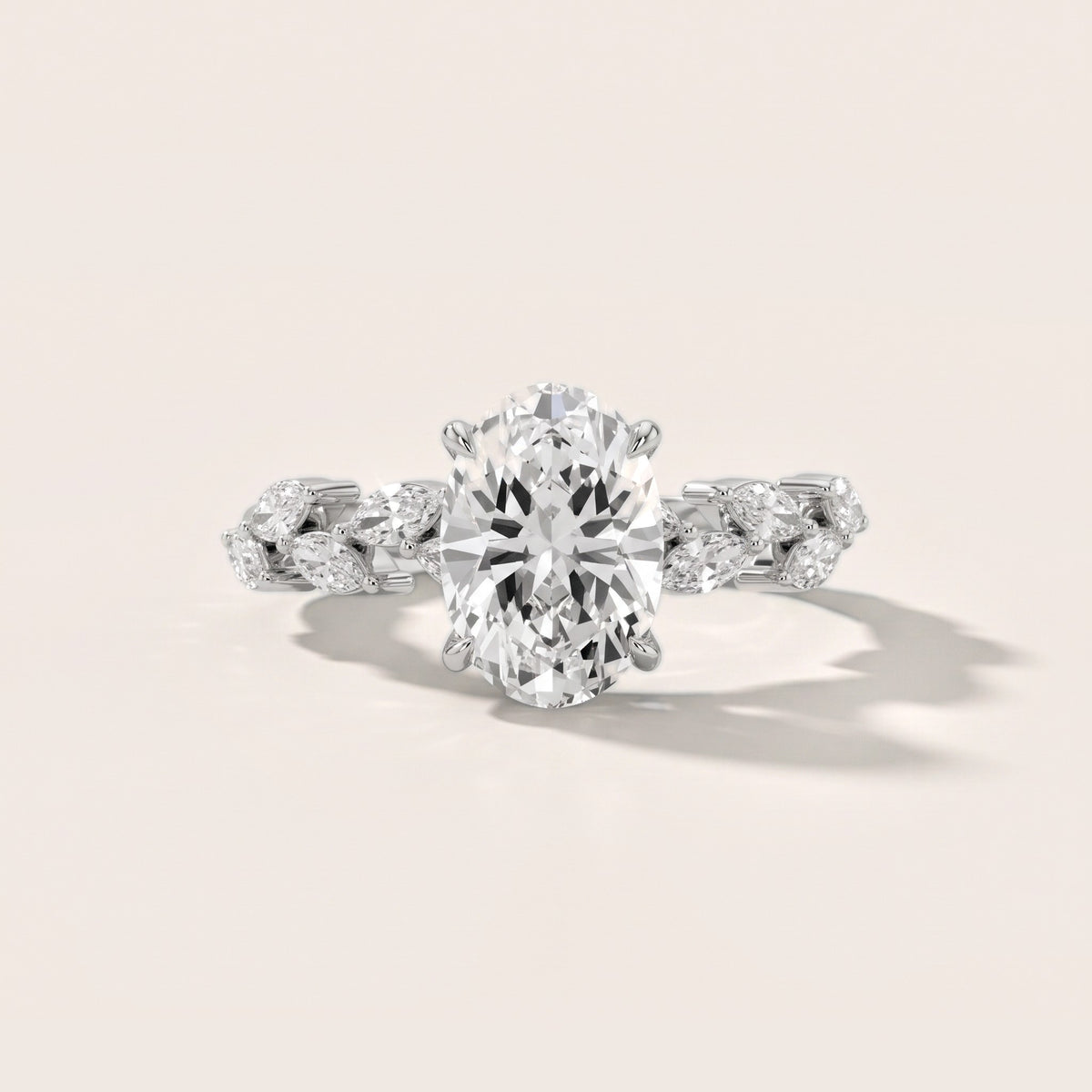 Mirella Laurel Oval Diamond Engagement Ring in Silver - front.jpg