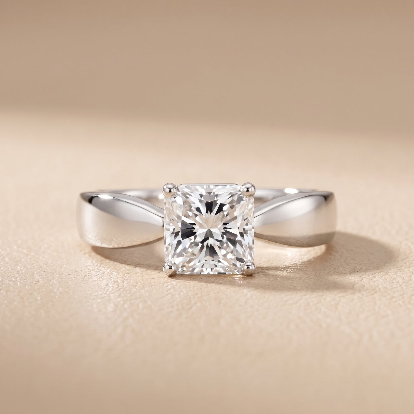 Talia Solitaire Twist Radiant Diamond Engagement Ring in Silver - front.jpg