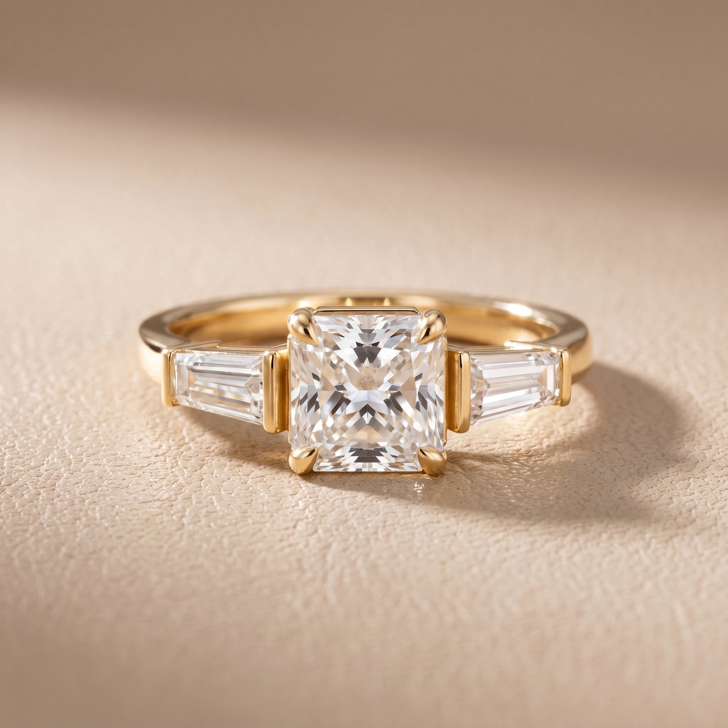 Layla Tapered Baguette Radiant Diamond Ring in Yellow Gold - front.jpg