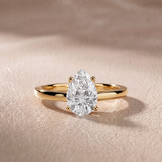 Iris Vintage Pear Diamond Engagement Ring in Yellow Gold - front.jpg