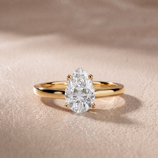 Iris Vintage Pear Diamond Engagement Ring in Yellow Gold