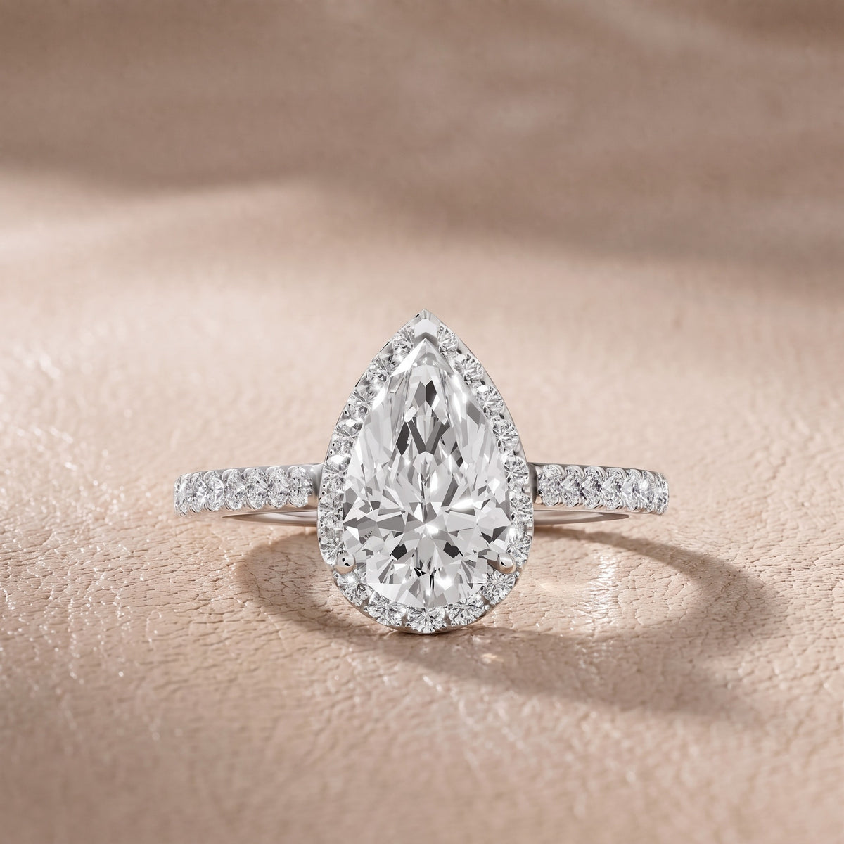 Willa Halo Micropavé Pear Diamond Engagement Ring in Silver - front.jpg