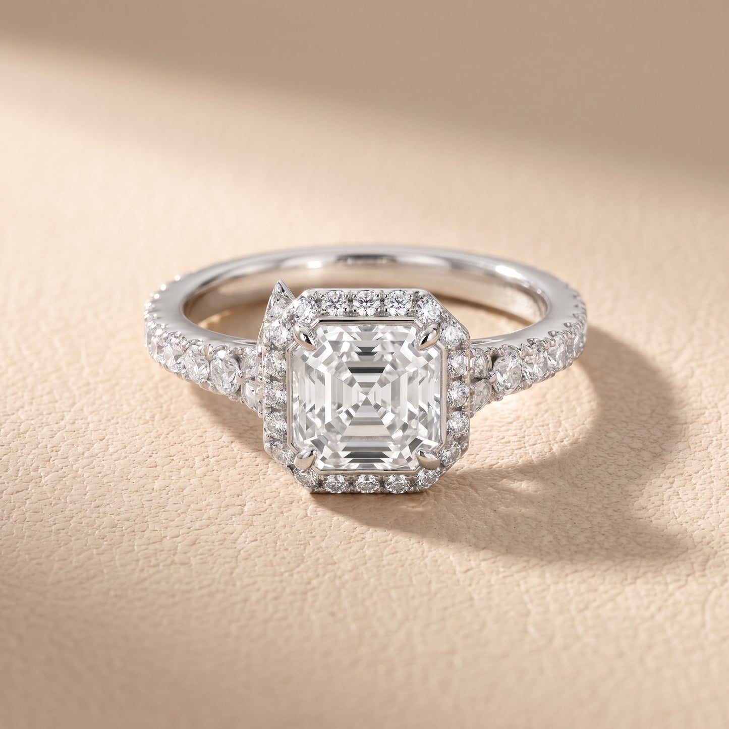 Bella Halo Pavé Asscher Diamond Engagement Ring in Platinum - front.jpg