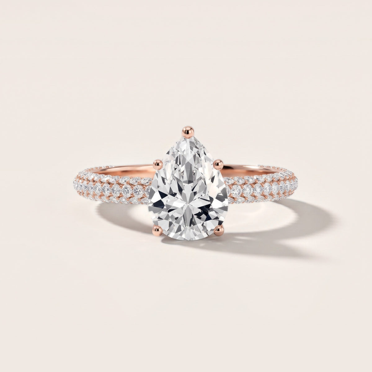 Thalia Micropavé Pear Diamond Engagement Ring in Rose Gold - front.jpg