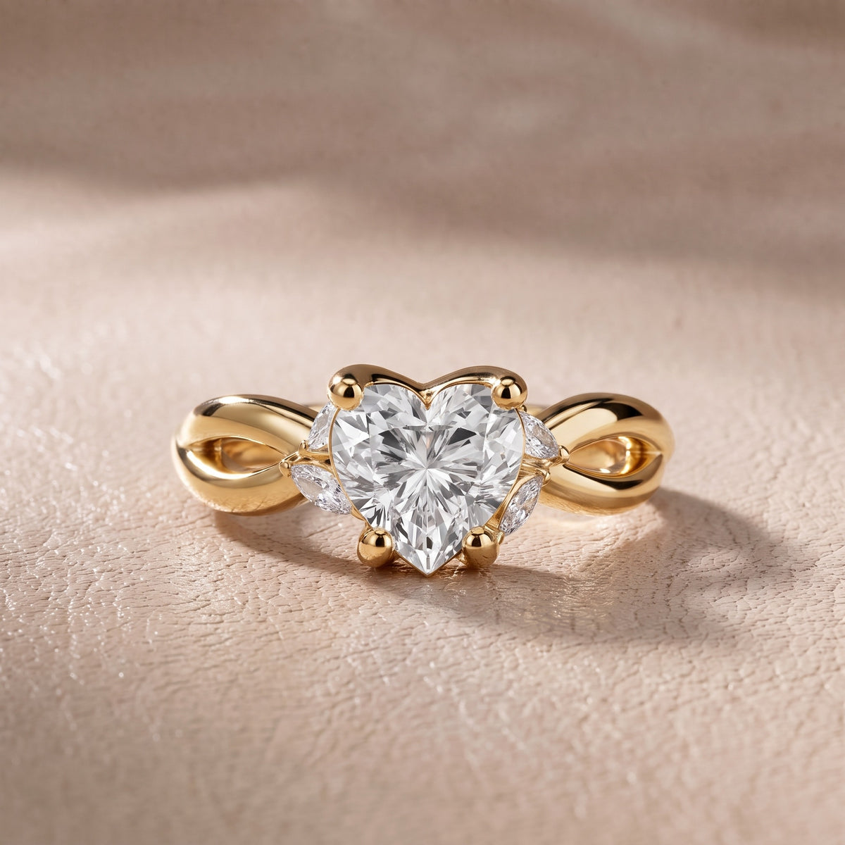 Luna Glow Twisted Heart Diamond Engagement Ring in Yellow Gold - front.jpg