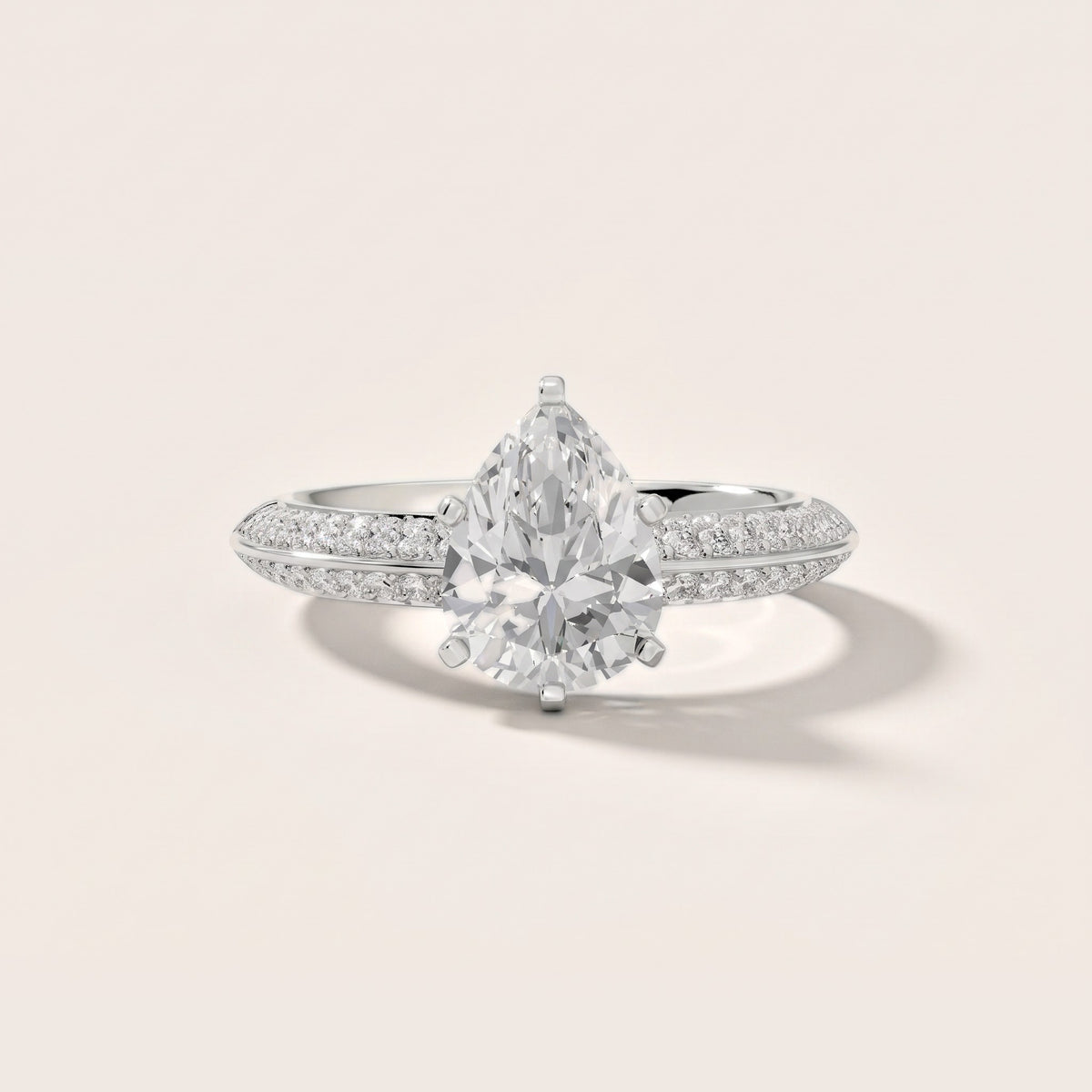 Lorna Knife Edge Pavé Pear Diamond Engagement Ring in White Gold - front.jpg