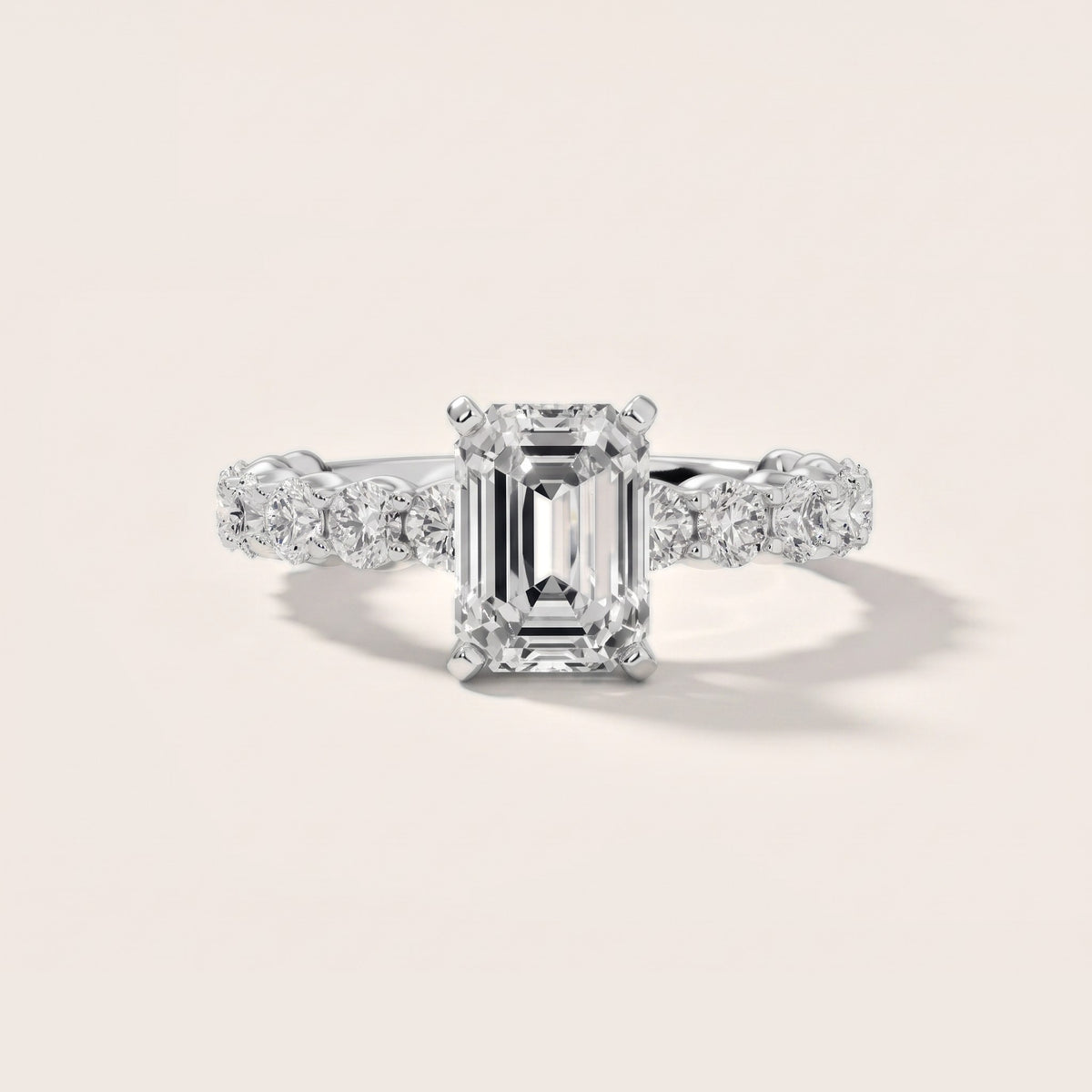 Leta Infinity Pavé Emerald Diamond Engagement Ring in Silver - front.jpg
