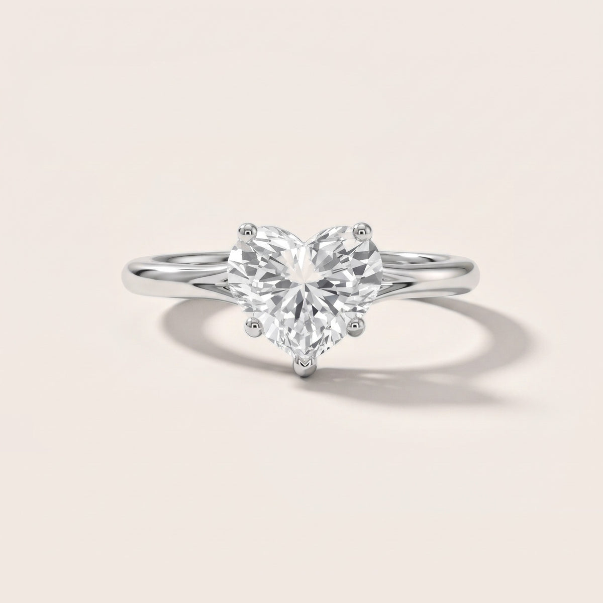 Melanie Solitaire Split Shank Heart Diamond Engagement Ring in White Gold - front.jpg