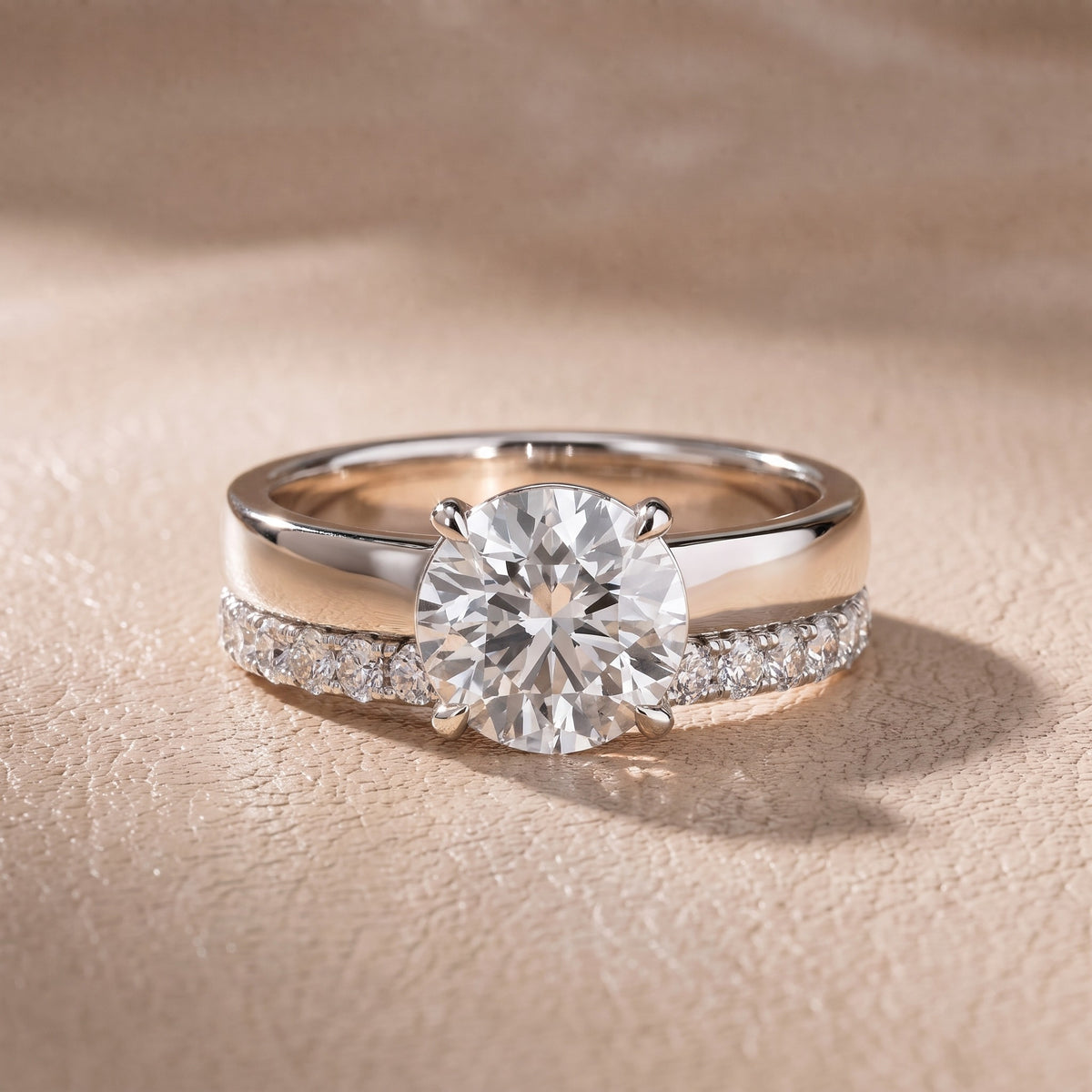 Josephine Split Shank Pavé Round Diamond Engagement Ring in White Gold - front.jpg
