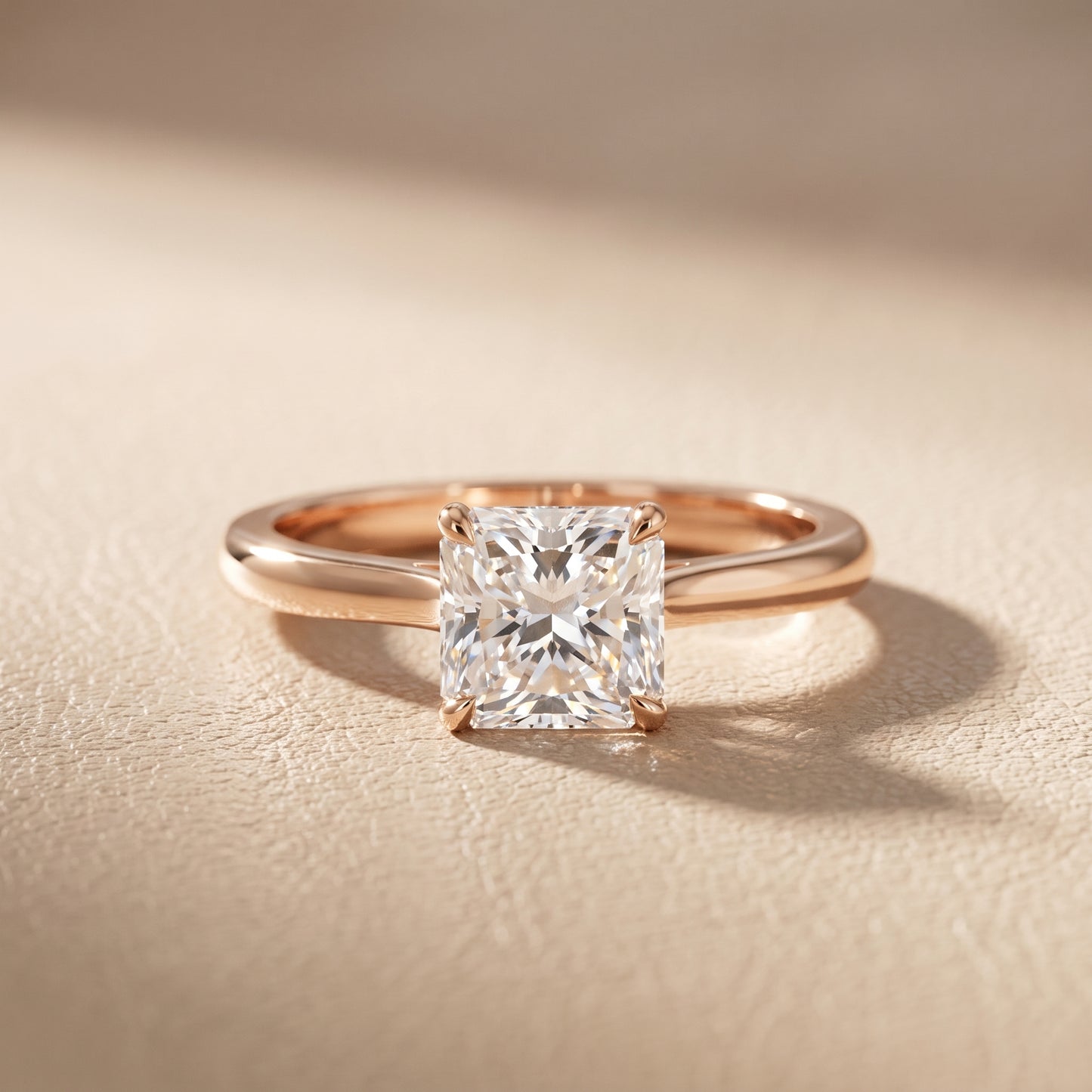 Kalia Knife Edge Solitaire Radiant Diamond Engagement Ring in Rose Gold - front.jpg