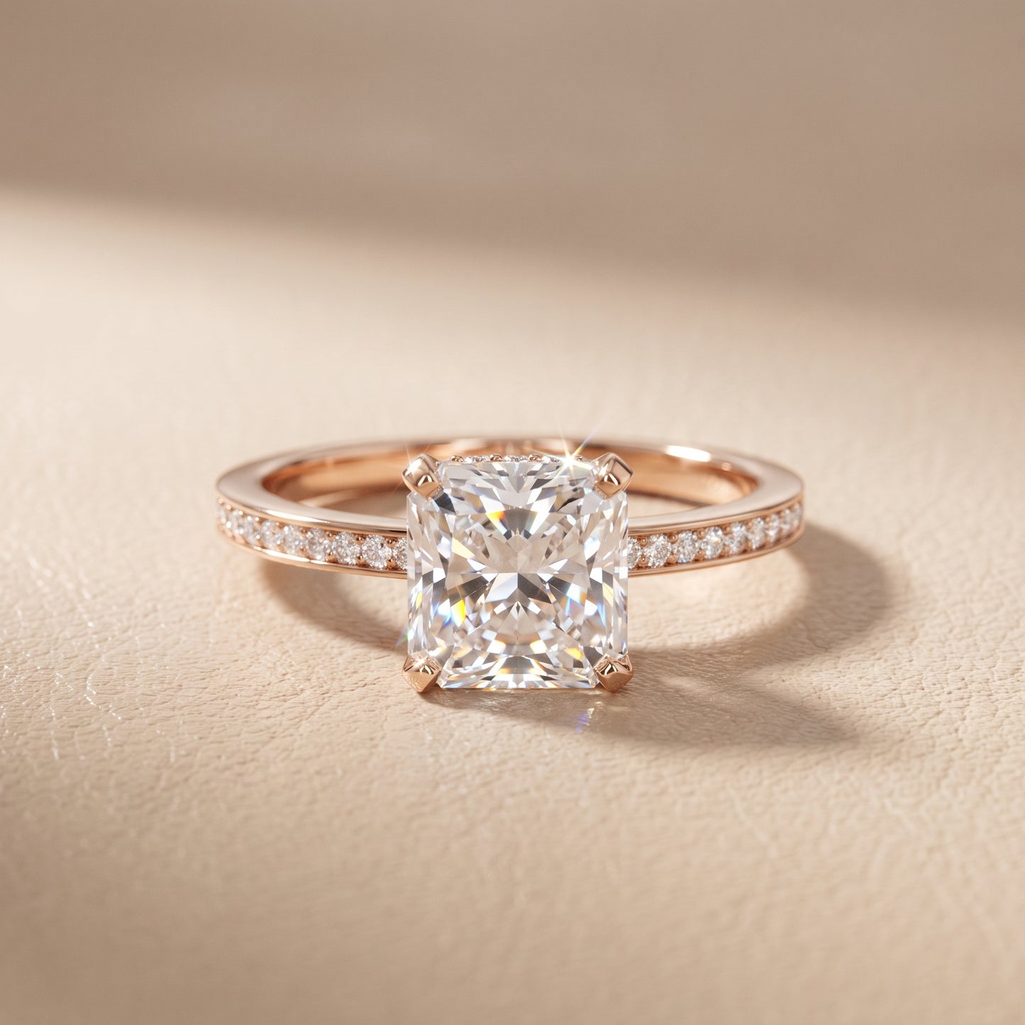 Naia Hidden Halo Radiant Diamond Ring in Rose Gold - front.jpg