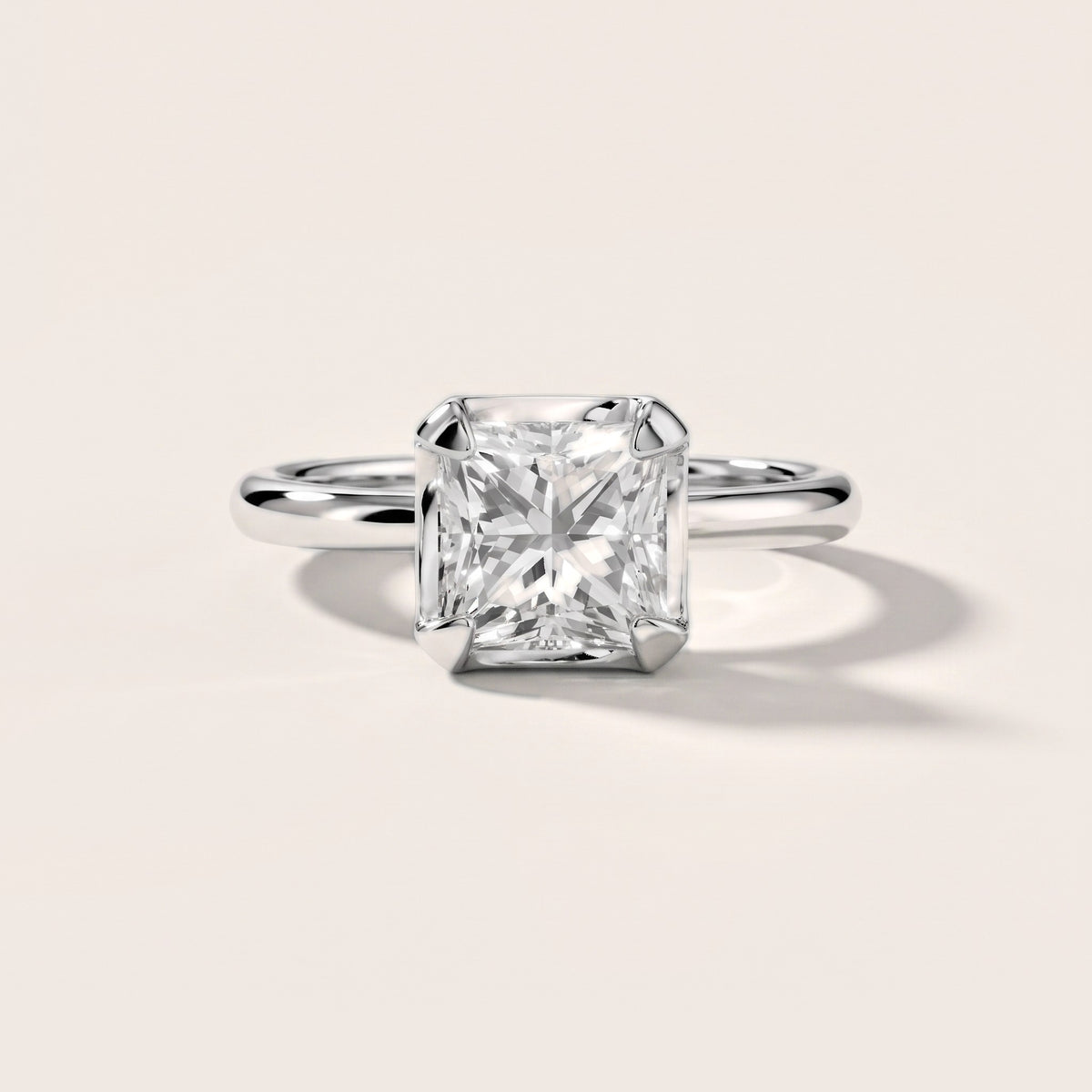 Adele Crown Solitaire Princess Diamond Engagement Ring in Silver - front.jpg