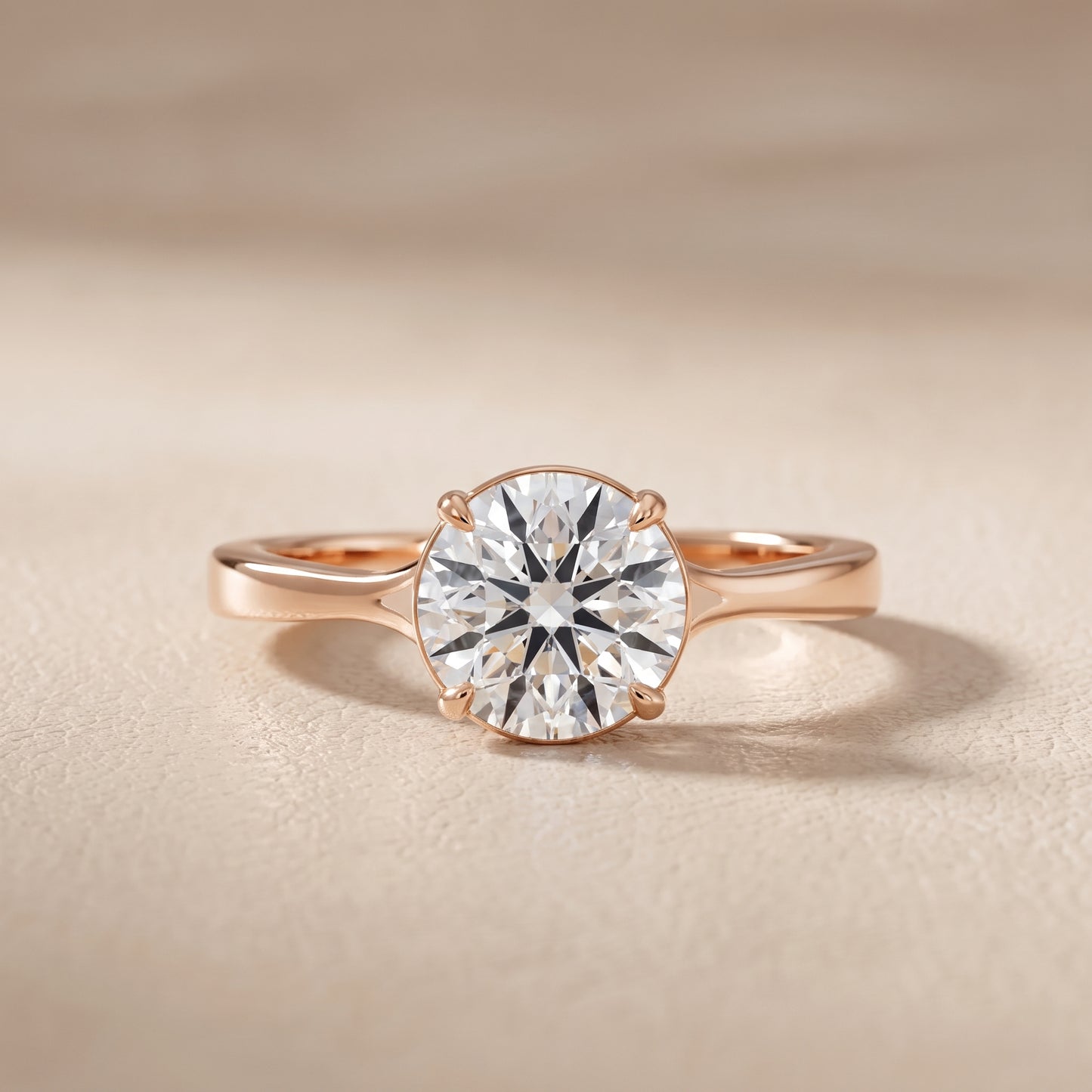 Anais Trellis Solitaire Round Diamond Engagement Ring in Rose Gold - front.jpg