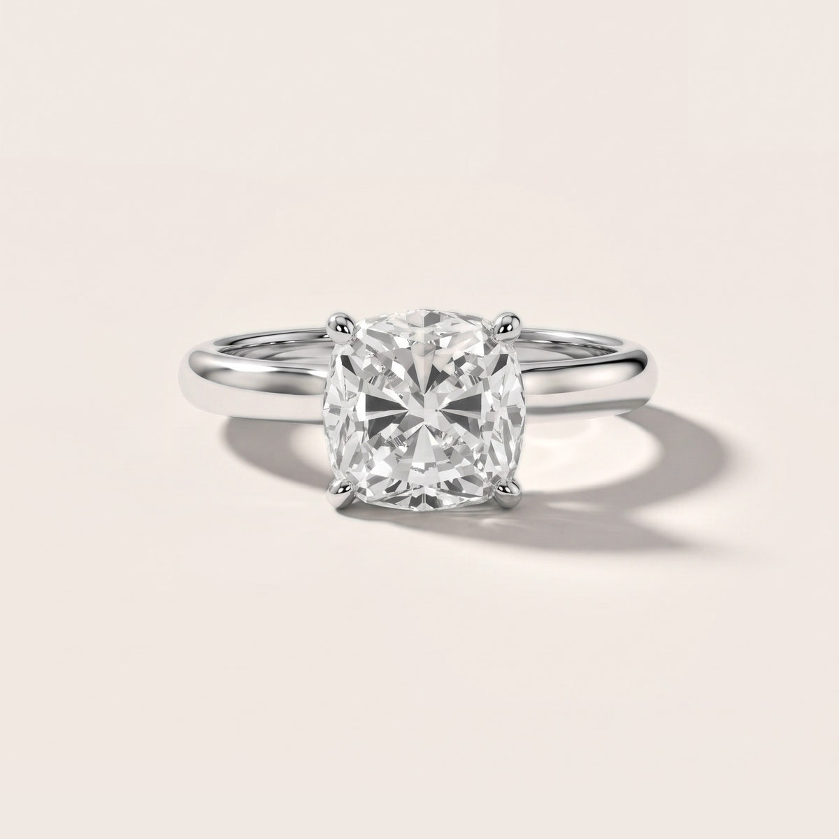 Marietta Tulip Solitaire Cushion Diamond Engagement Ring in Silver - front.jpg
