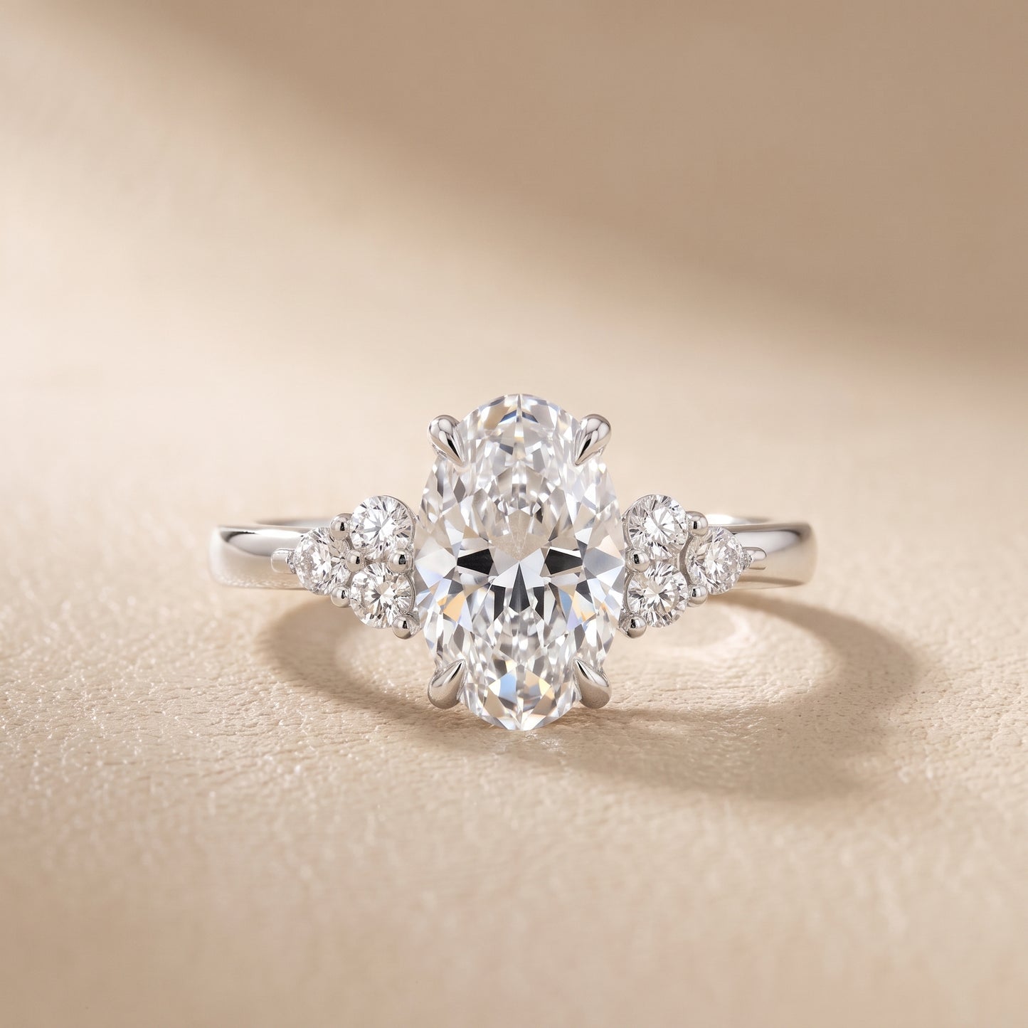 Anya Sidestone Cluster Oval Diamond Ring in Silver - front.jpg