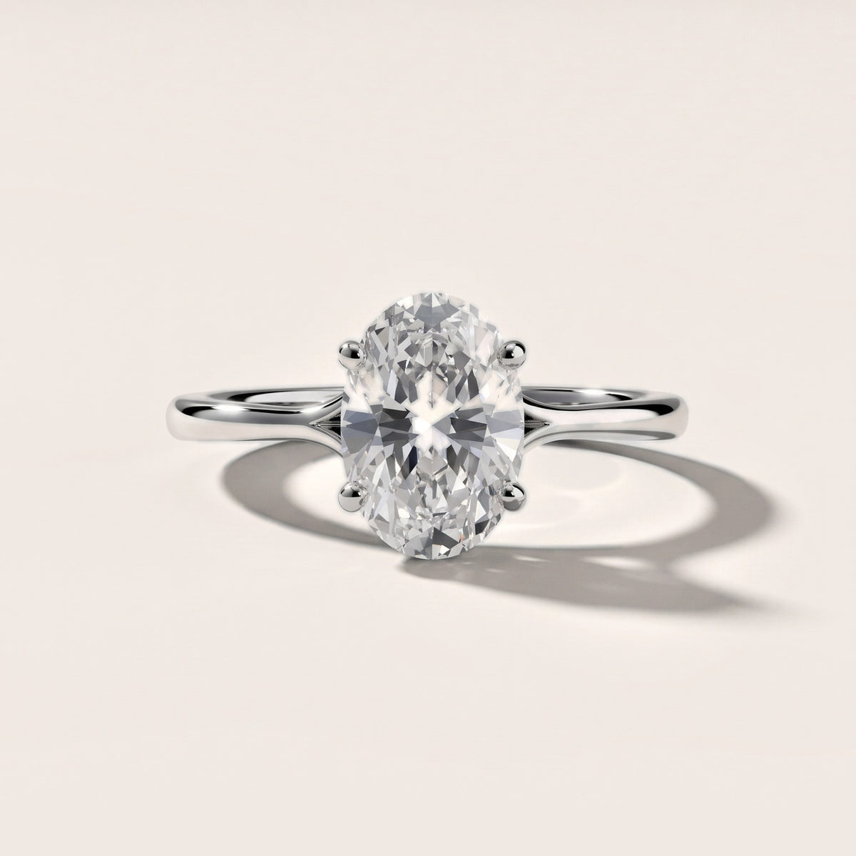 Blanche Solitaire Split Shank Oval Diamond Engagement Ring in White Gold - front.jpg