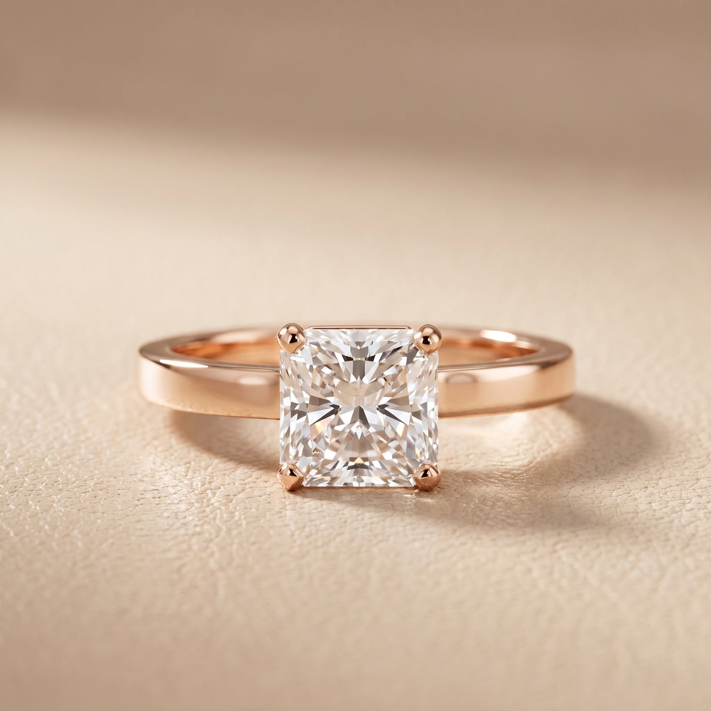 Delia Solitaire Radiant Diamond Engagement Ring in Rose Gold - front.jpg