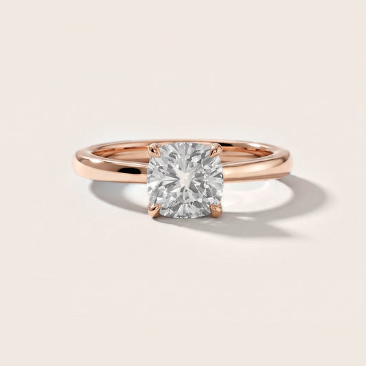 Mena Hidden Halo Cushion Diamond Engagement Ring in Rose Gold