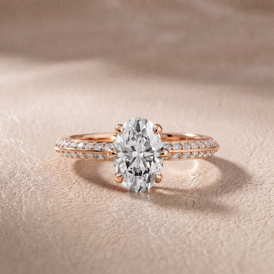 Meredith Knife Edge Pavé Oval Diamond Engagement Ring in Rose Gold - front.jpg