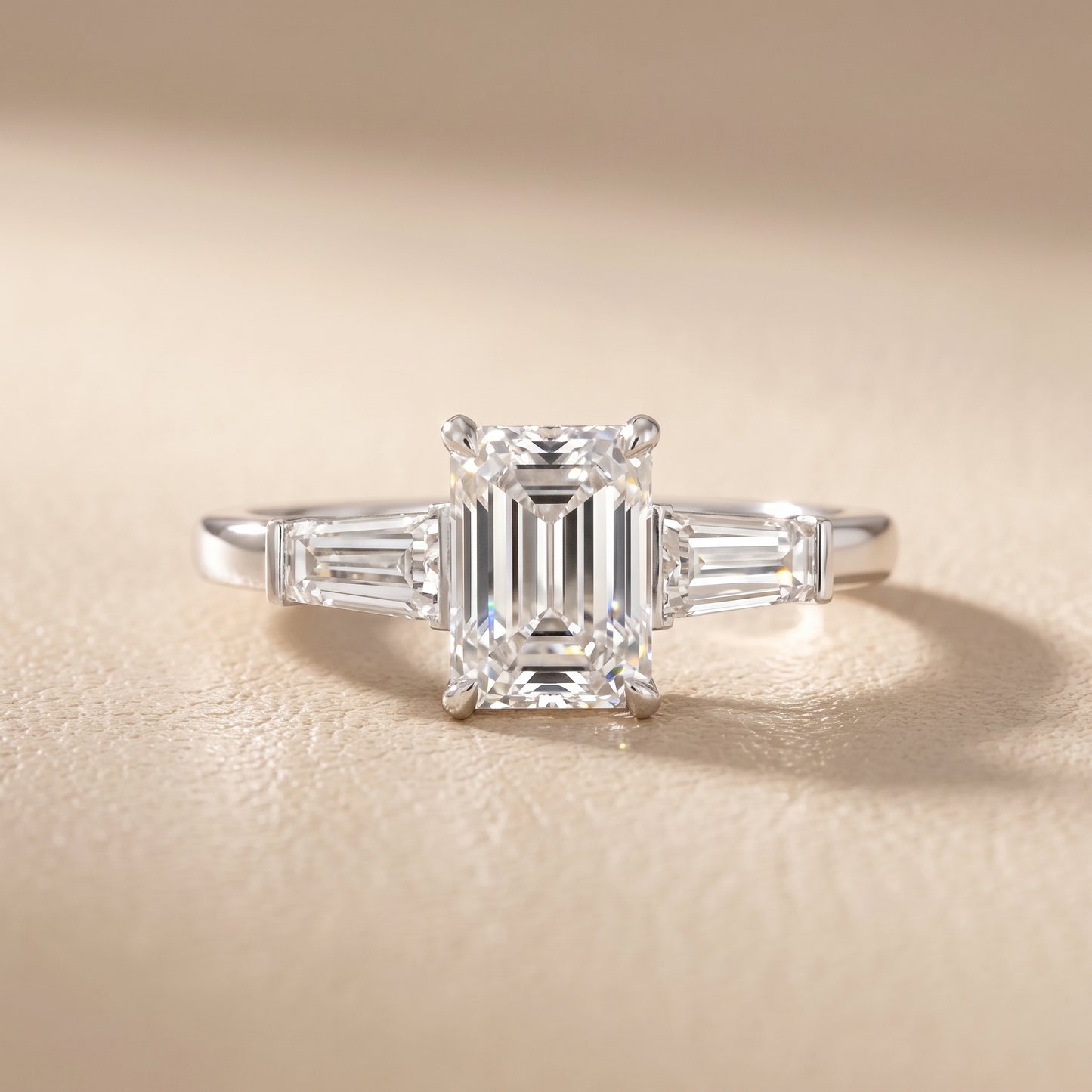 Zelda Tapered Baguette Emerald Diamond Engagement Ring in Platinum - front.jpg