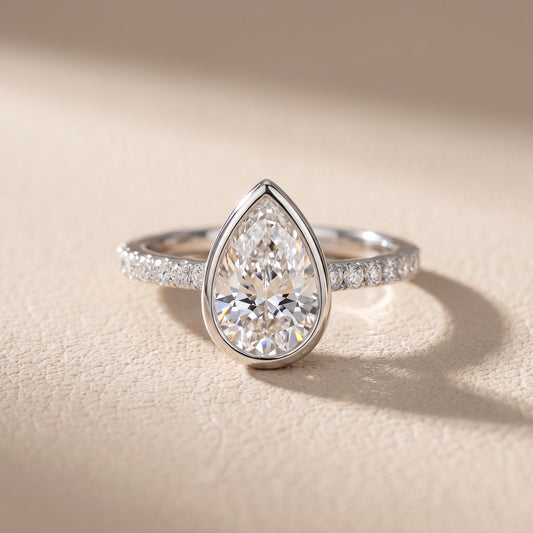 Cora Bezel Pavé Pear Diamond Ring in White Gold - front.jpg